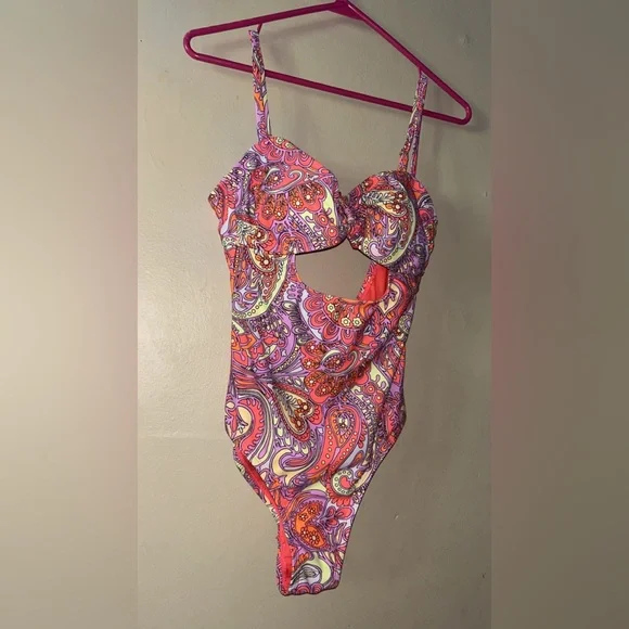 Jessica Simpson Vivid Colored One-Piece(Paisley styled) - Picture 2 of 6